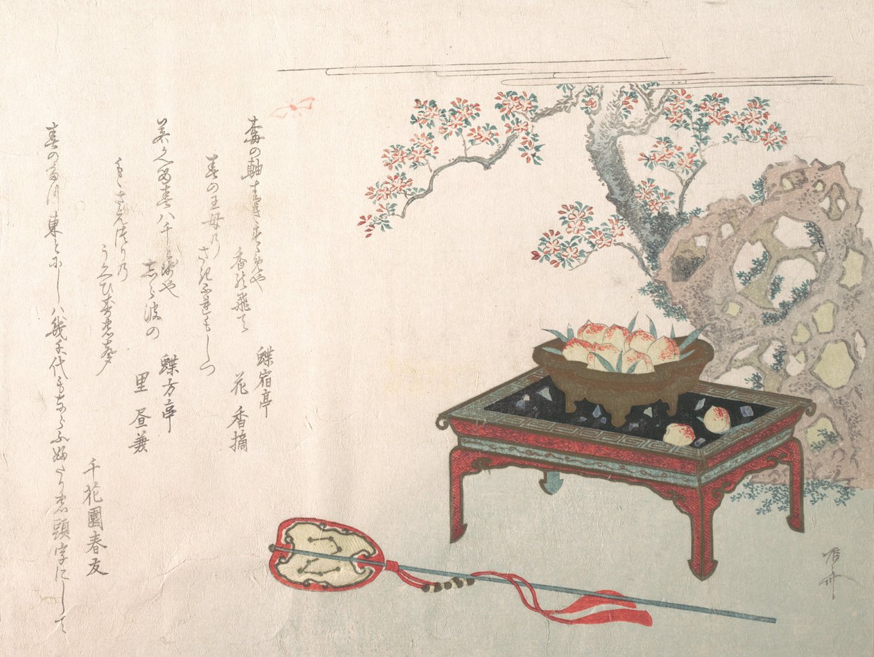 Fersken på et bord, 1800-tallet., 1800-tallet. af Shinsai
