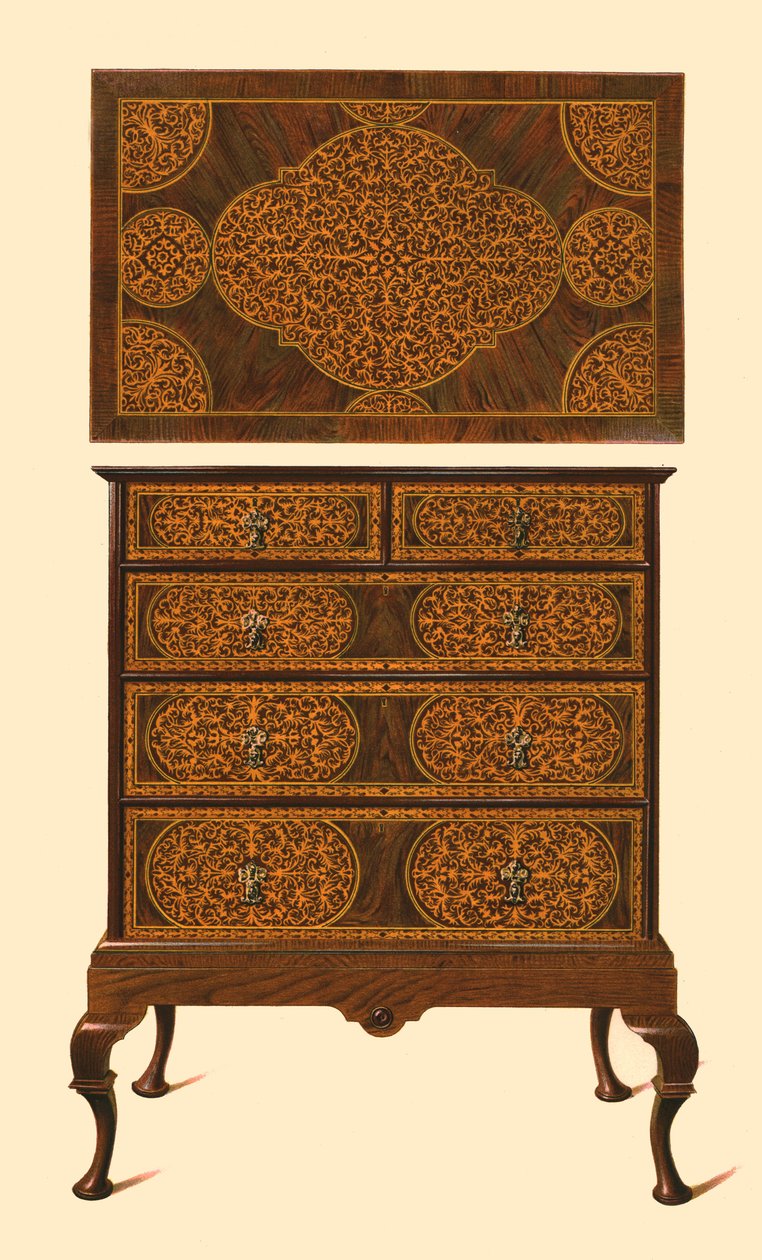 Kommode indlagt med intarsia, 1905 af Shirley Charles Llewellyn Slocombe