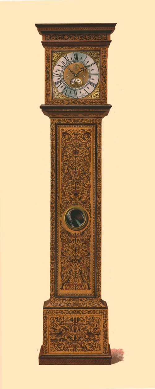 Ur indlagt med mørkt marquetry, 1905 af Shirley Charles Llewellyn Slocombe