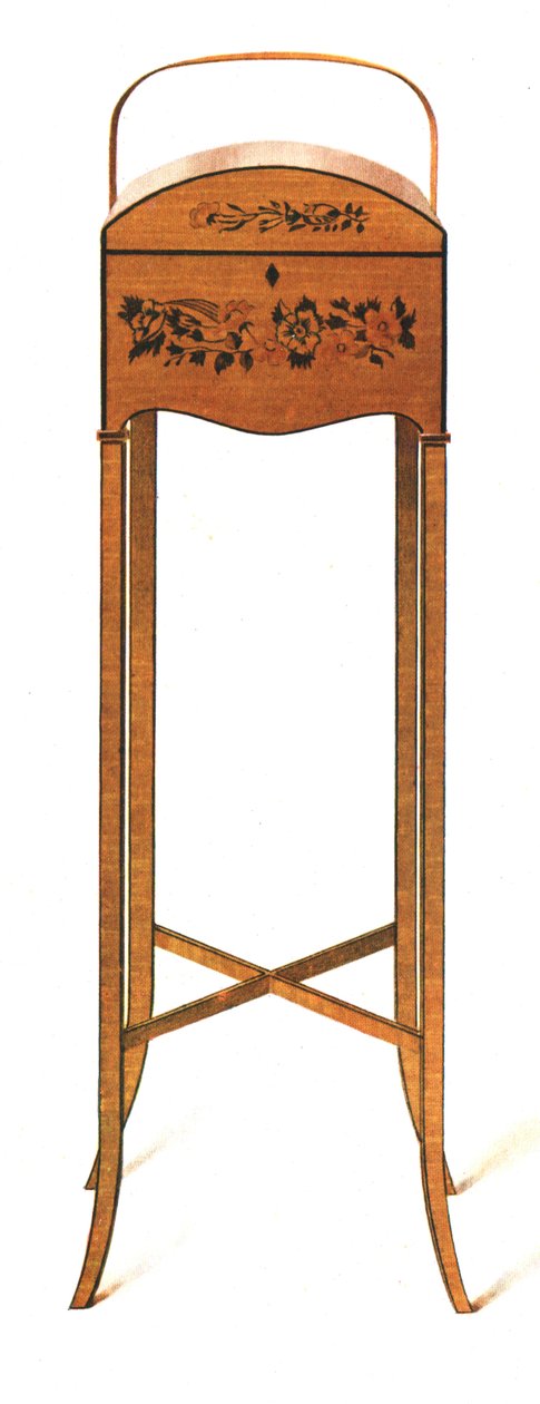 Malet satin-træ arbejdsbord, 1908. af Shirley Charles Llewellyn Slocombe