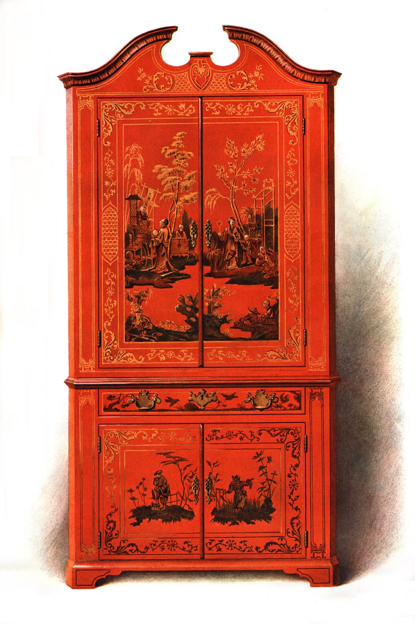 Rød lak kabinet, 1907 1908. af Shirley Charles Llewellyn Slocombe