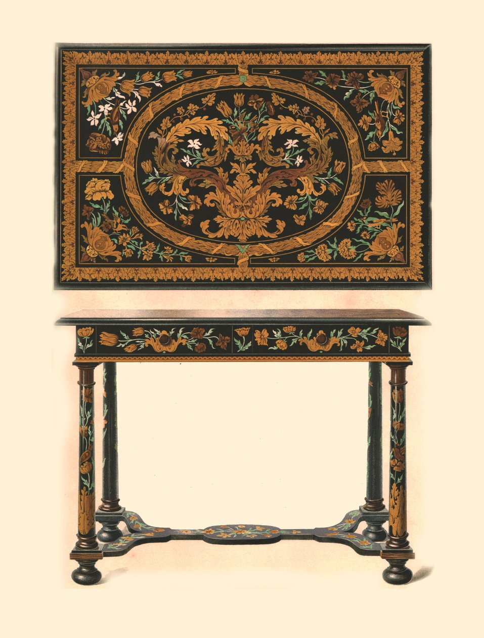 Bord indlagt med intarsia., 1905 af Shirley Charles Llewellyn Slocombe