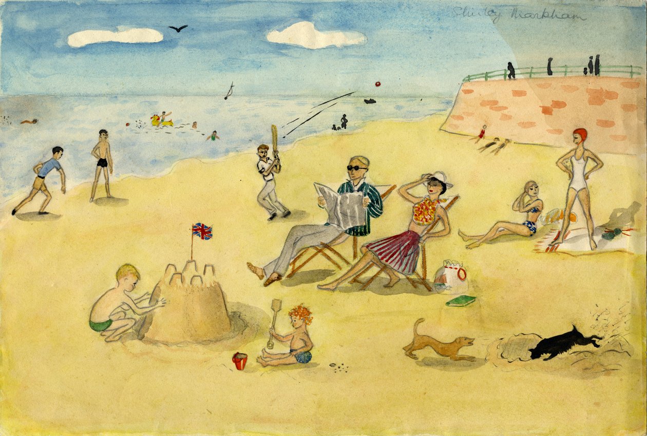Strandscene, c1946. af Shirley Markham