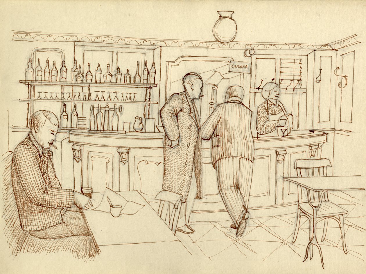 Cafescene, Paris, Frankrig, c1951. af Shirley Markham
