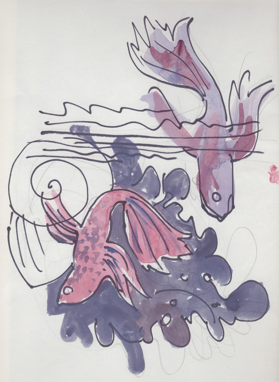 Fiskestudie, c1970. af Shirley Markham