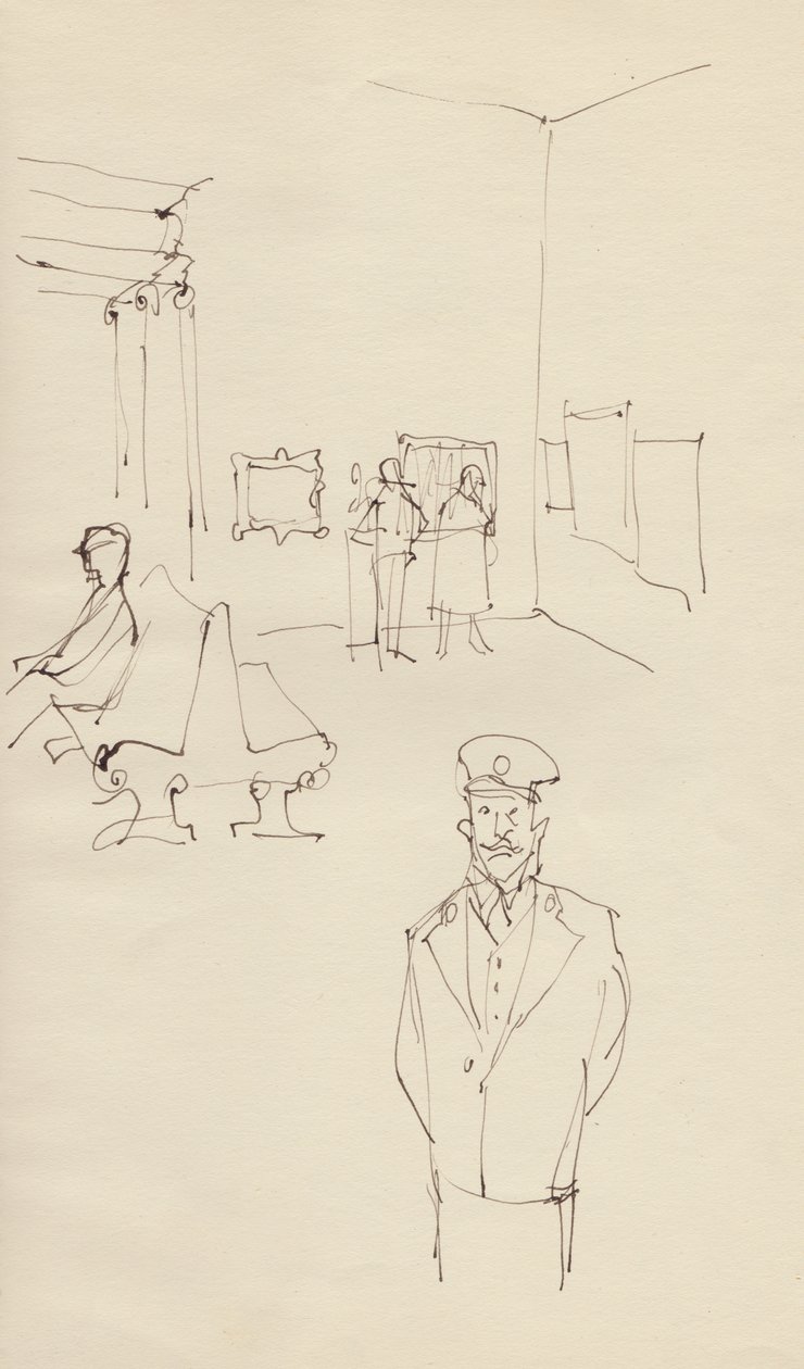 Vagt i et kunstgalleri, c1950. af Shirley Markham
