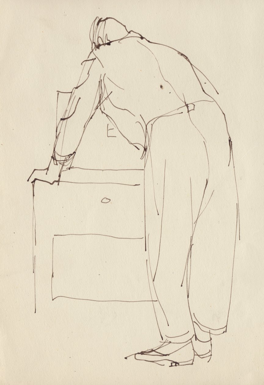 Mand, der bøjer sig, c1950. af Shirley Markham