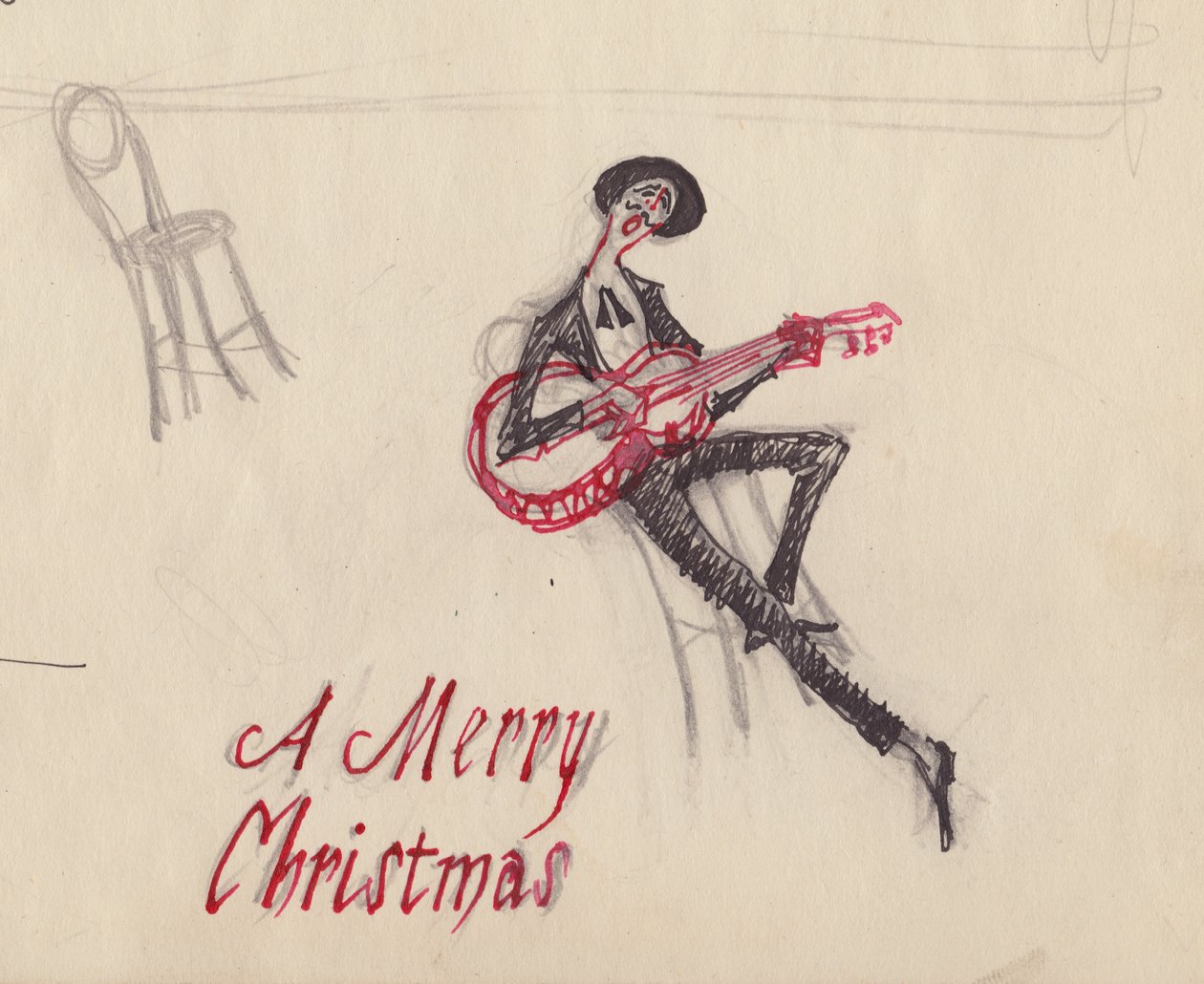 Mand med guitar, c1950. af Shirley Markham