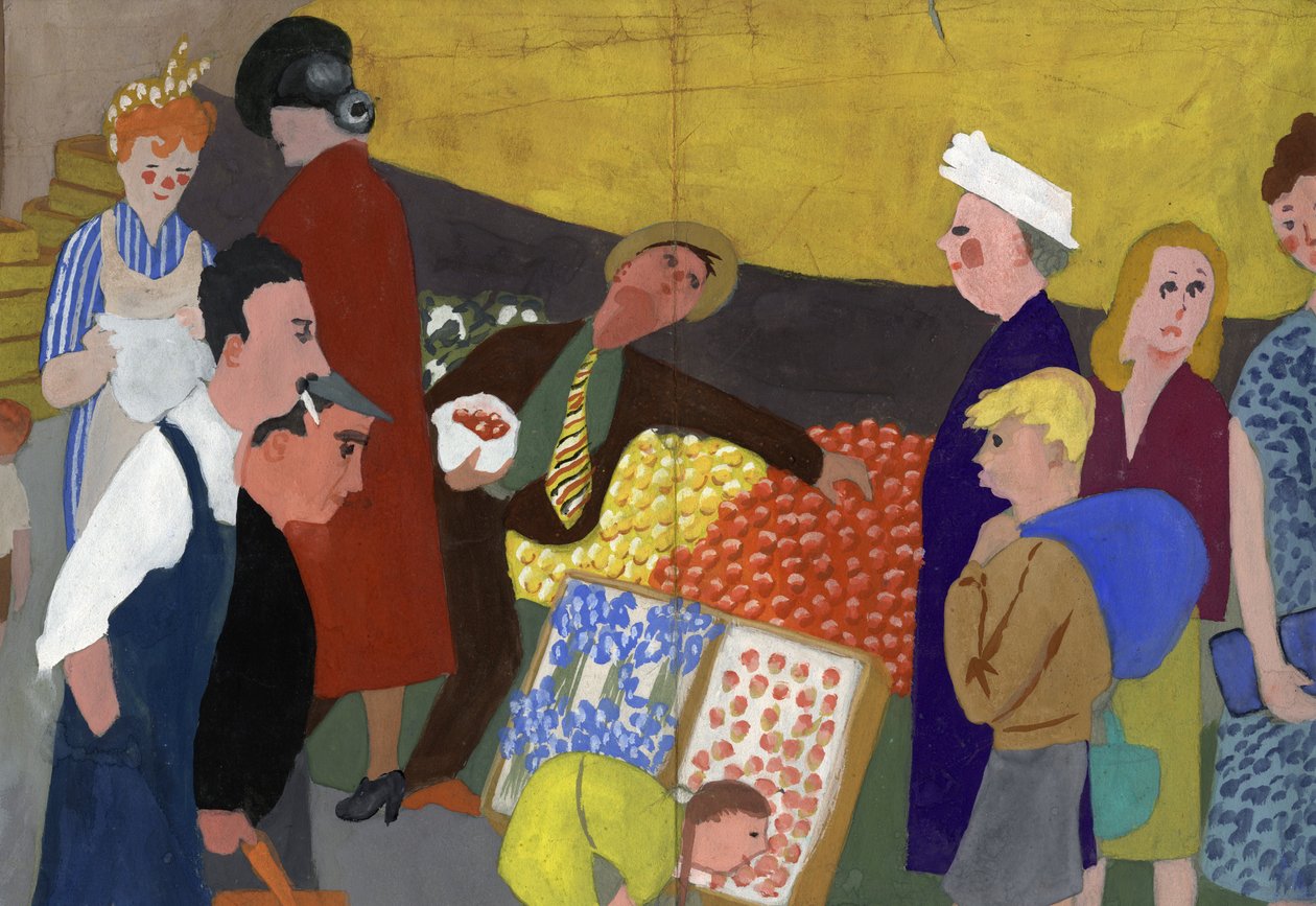 Markedsscene, c1950. af Shirley Markham