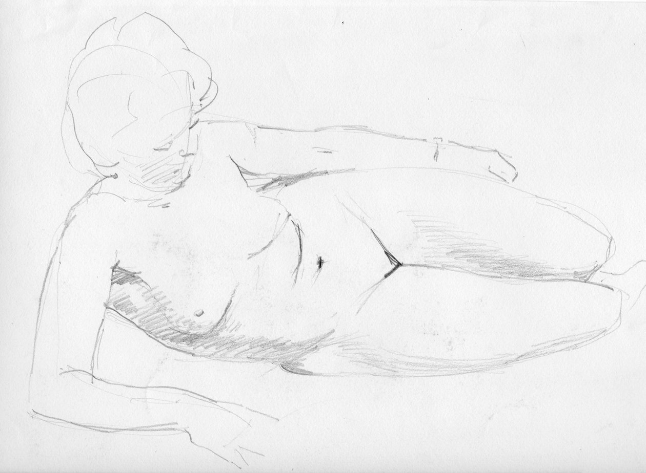 Nøgen kvinde tilbagelænet, c1950. af Shirley Markham