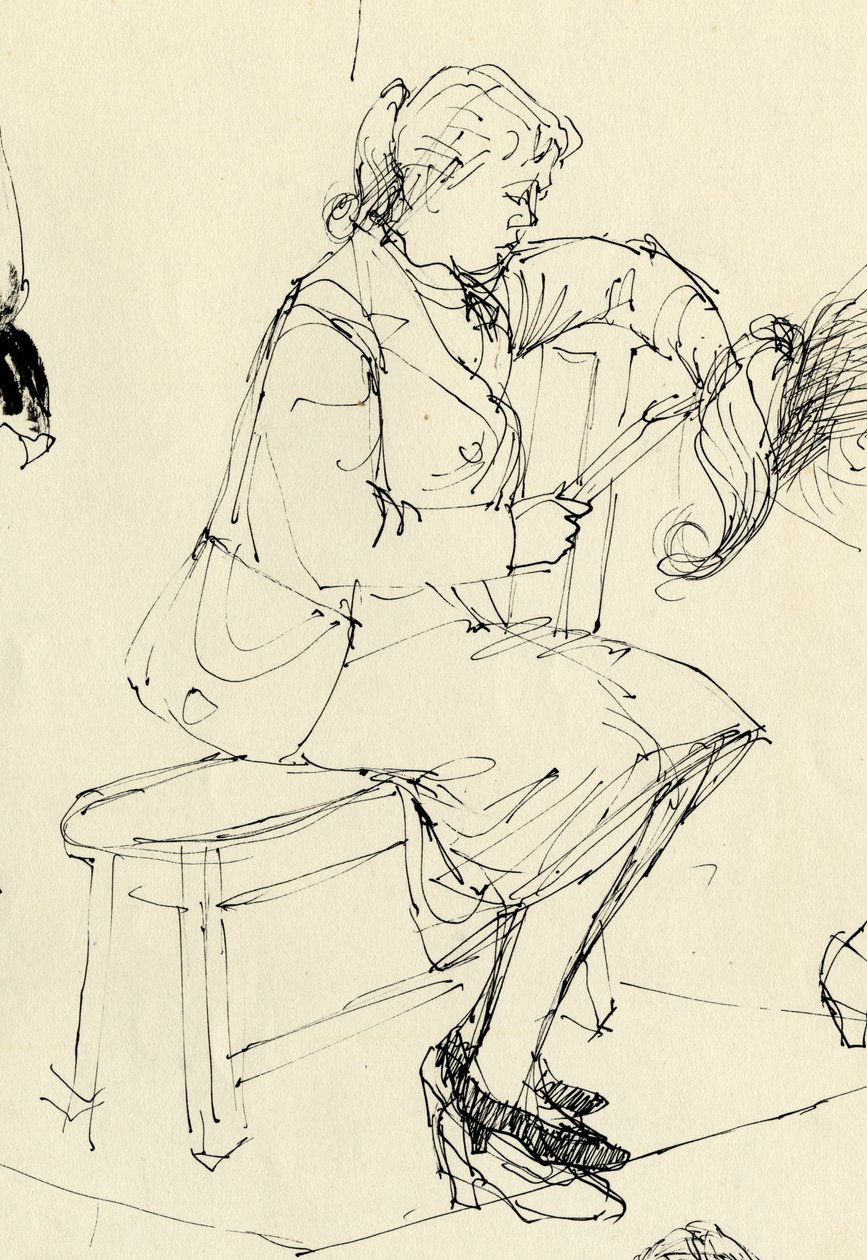 Siddende kvinde læser, 1953. af Shirley Markham
