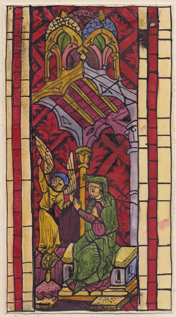 The Annunciation to St Anne, sektion af farvet glasvindue, 1951. af Shirley Markham