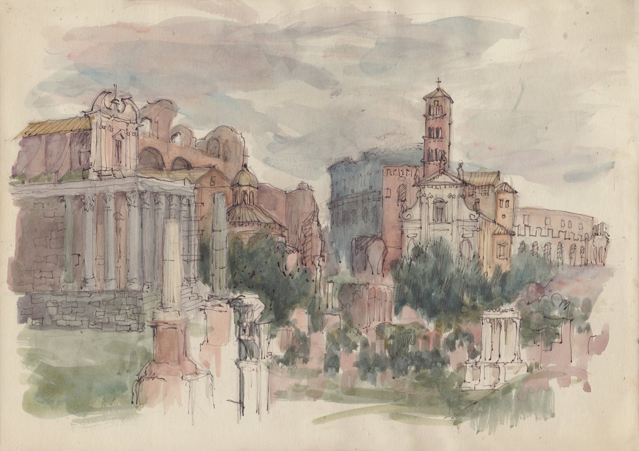 The Forum, Rom, c1950. af Shirley Markham