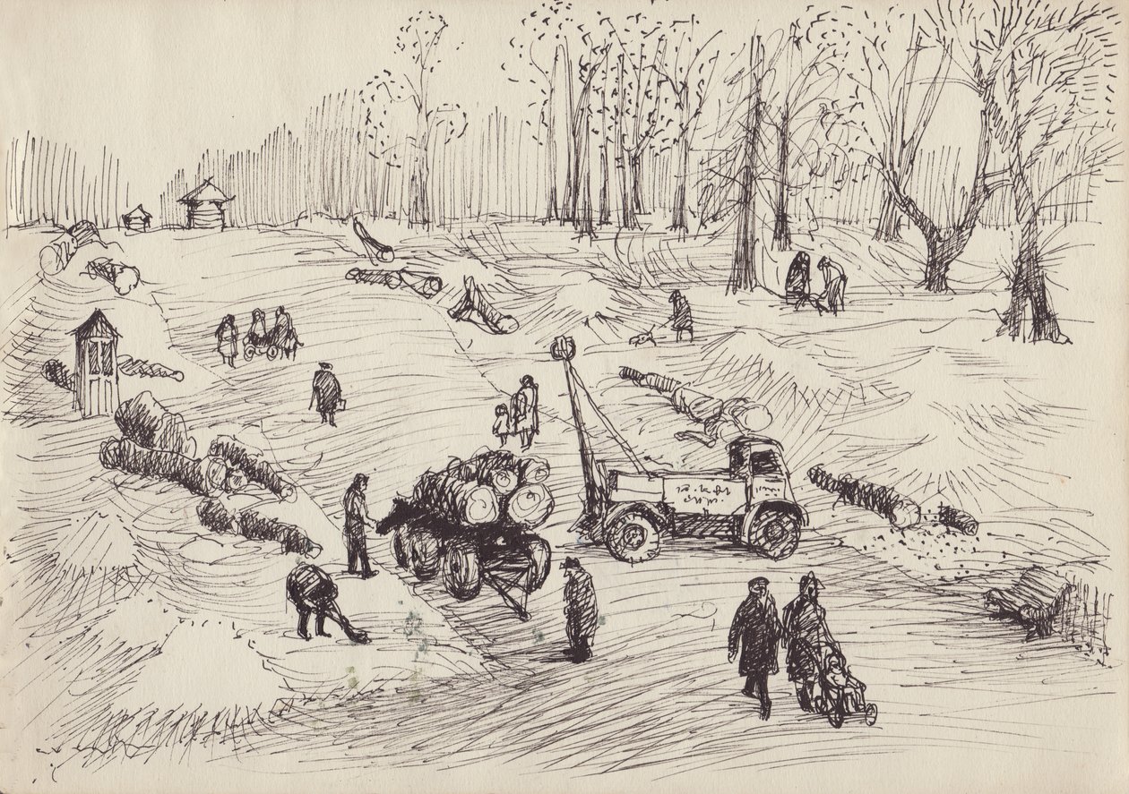 Træfældning, c1950. af Shirley Markham