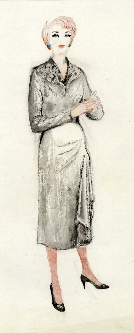Kvinde i sort kjole, c1950. af Shirley Markham