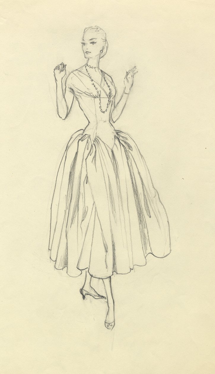 Kvinde i smaltaljet kjole, c1952. af Shirley Markham