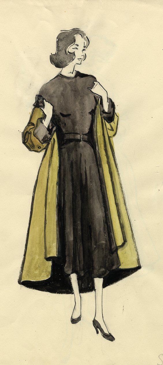 Kvinde i olivenfrakke, c1950. af Shirley Markham