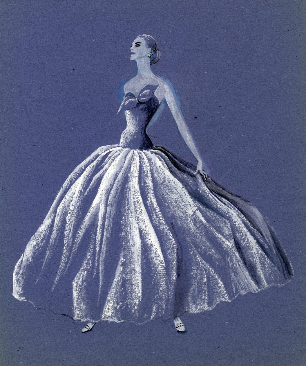Kvinde i stropløs balkjole, c1952. af Shirley Markham
