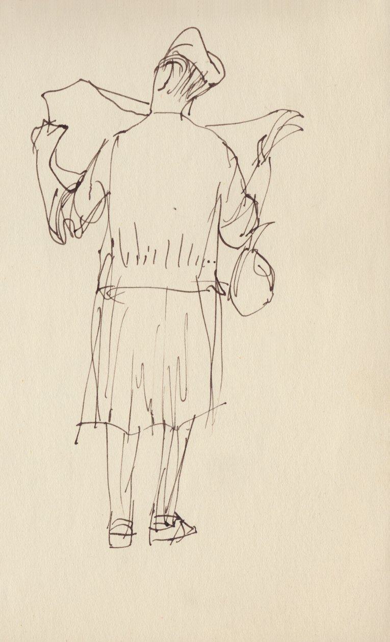 Kvinde læser en avis, c1950. af Shirley Markham