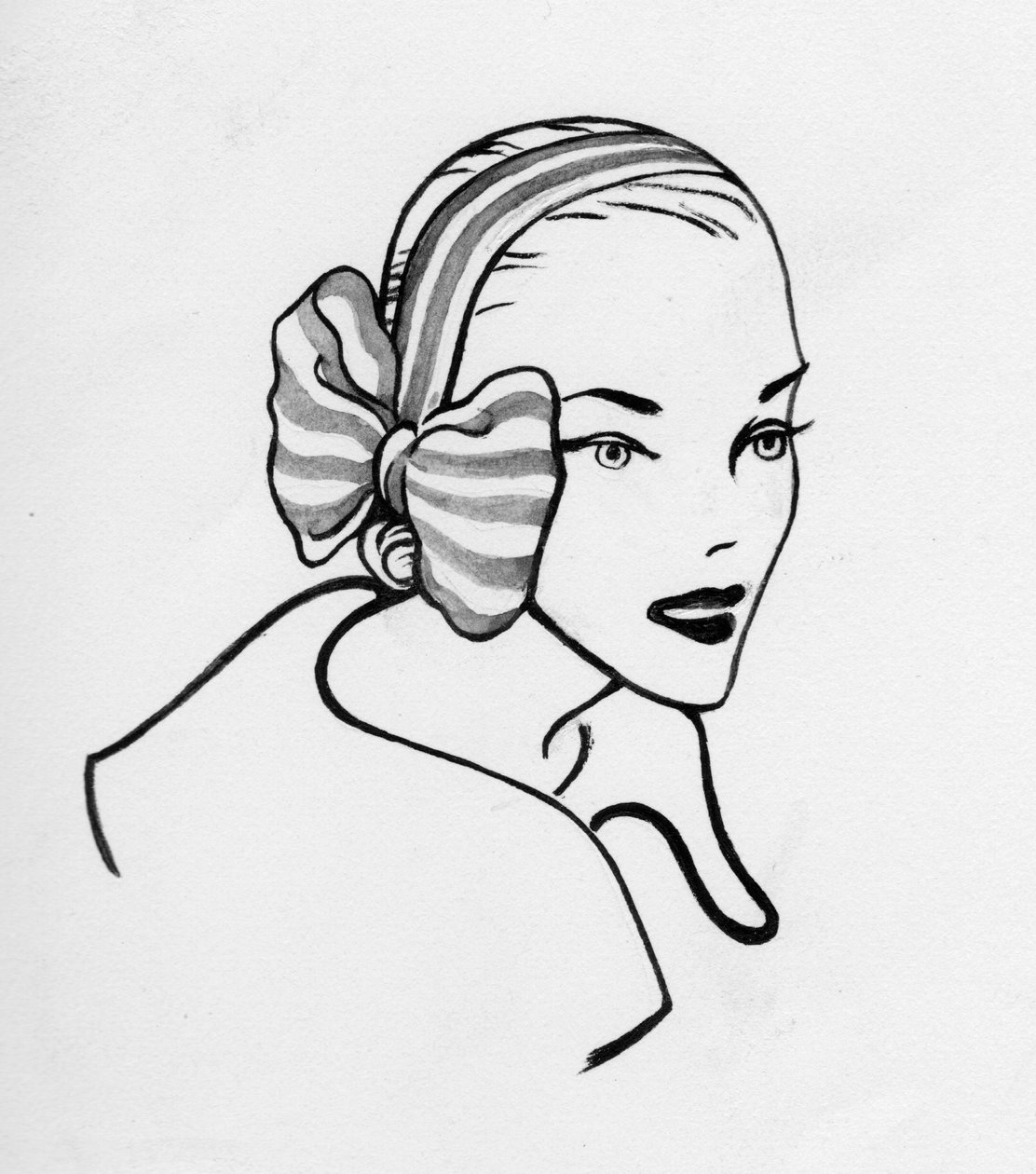 Kvinde med sløjfe, c1950. af Shirley Markham