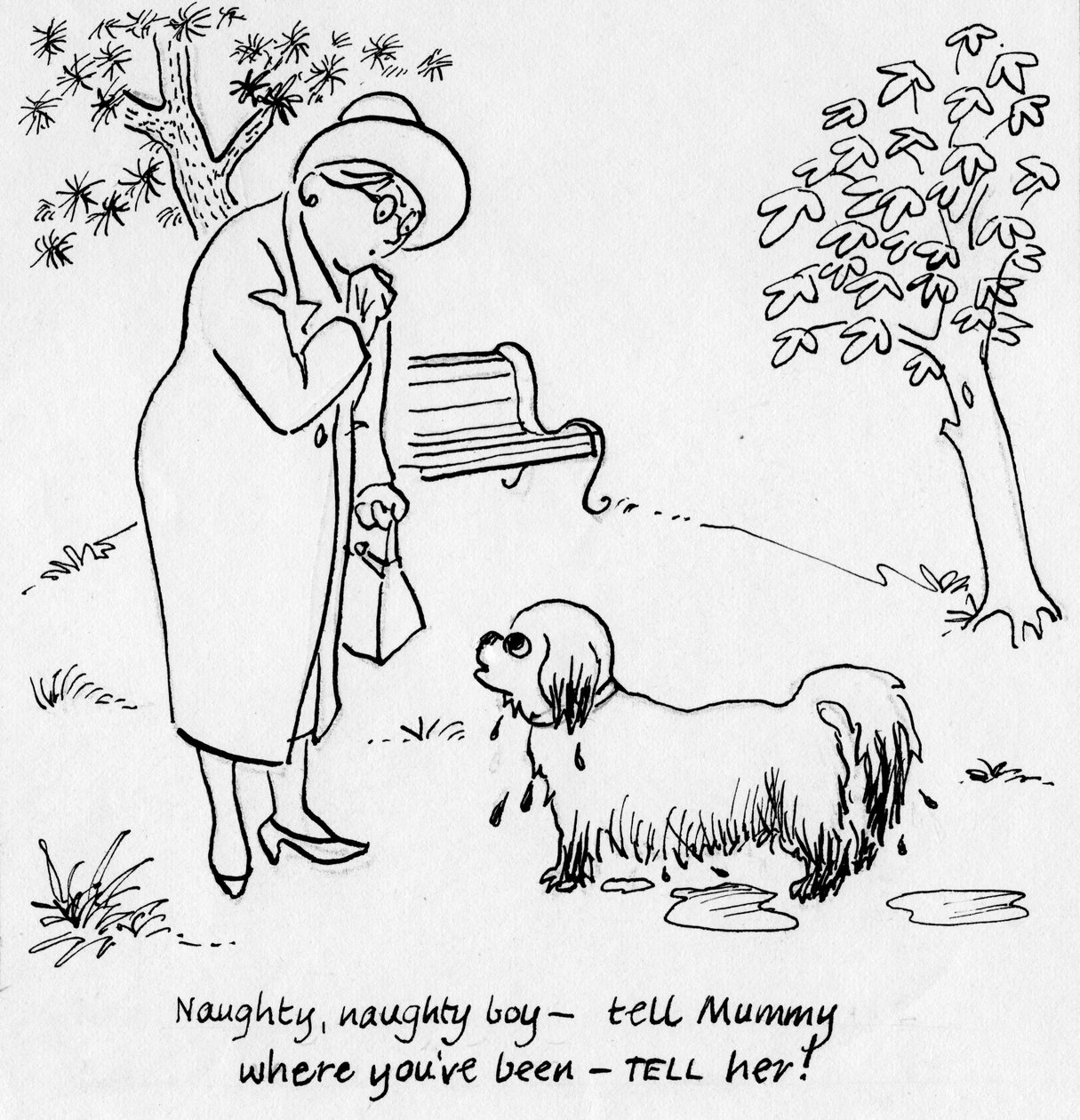 Kvinde med hund, c1950. af Shirley Markham