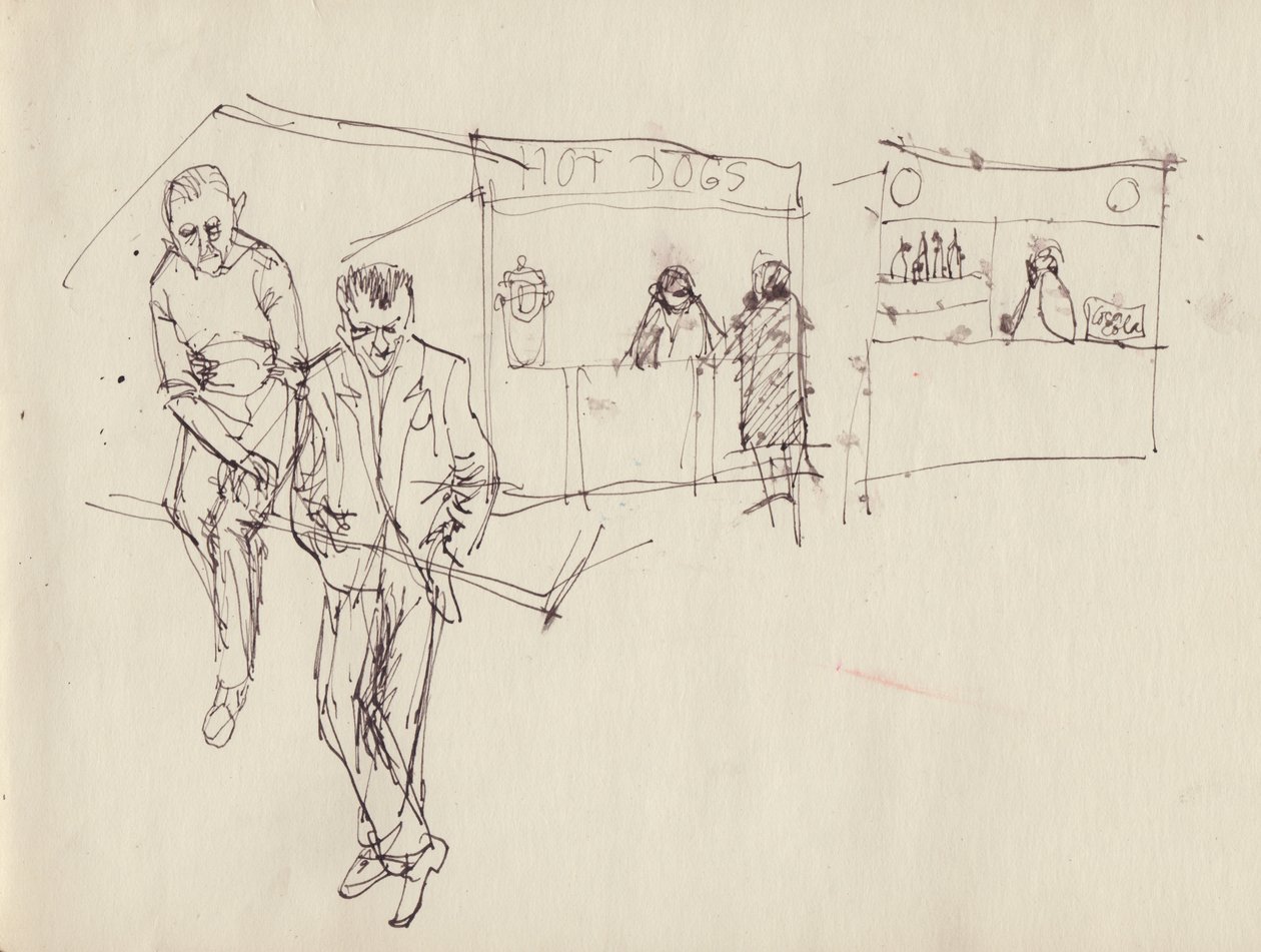 Unge mænd på et tivoli, ca. 1950. af Shirley Markham