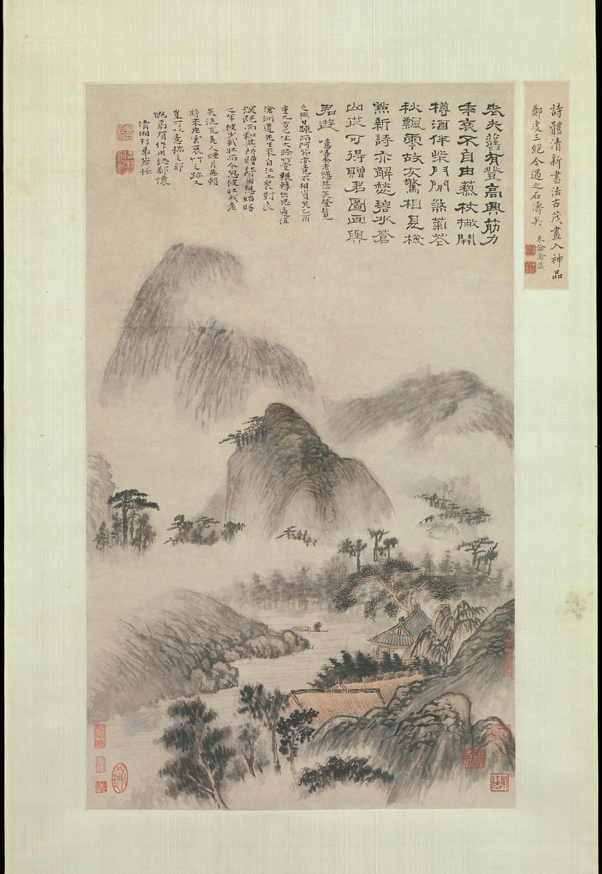 Landskab malet på den dobbelte niende festival, dateret 1705. af Shitao