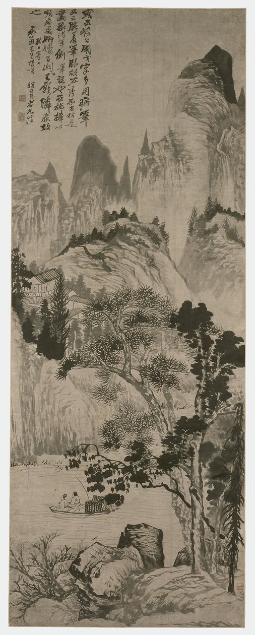 Landskab for Yongweng, Qing-dynastiet, ca. 1687-90 (blæk på papir) af Shitao Daoji