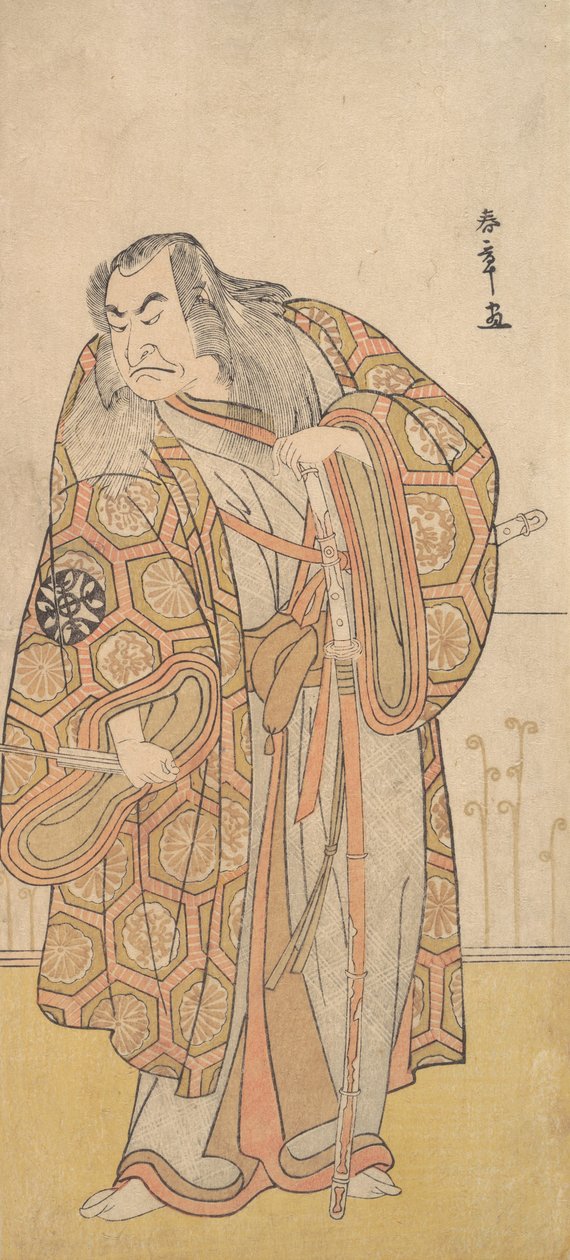 Ikunojo III som Chiyosaki, der slår Chozubachi, en byge af guldmøntfluer, slutningen af det 18. århundrede. af Shunsho