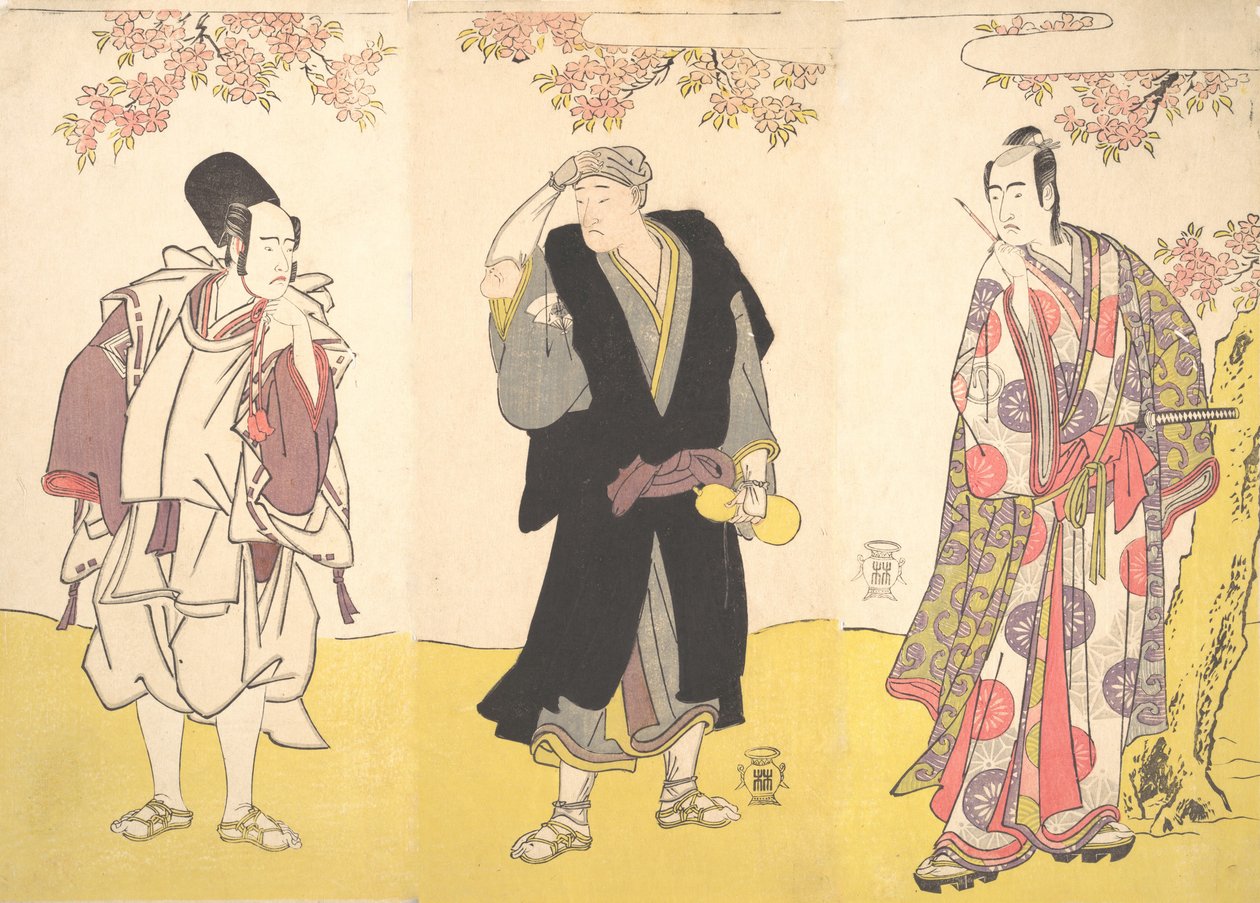 Kabuki ac og rs Yaozo Ichikawa god, assistentlæge Matsu Onoe, udkast til Sawamura Sojuro god, 11. måned, 1786. af Shunsho