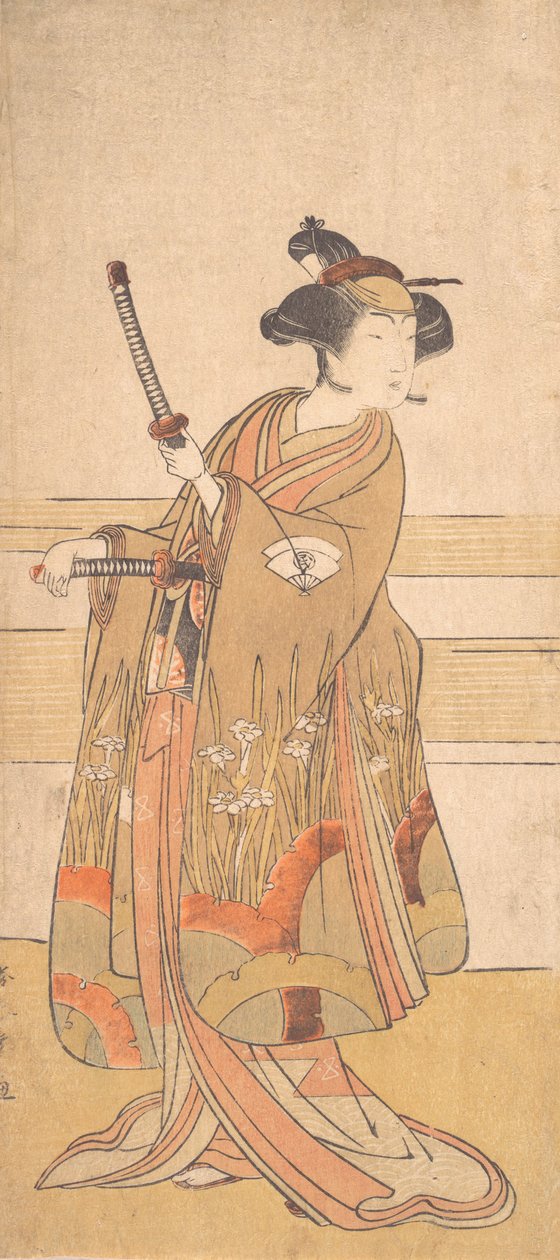 Onoe Tamizo som en samurai kvinde, ca. 1775 eller af Shunsho