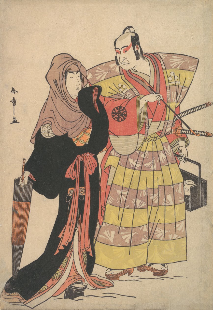 Scene fra et drama, ca. 1778. af Shunsho