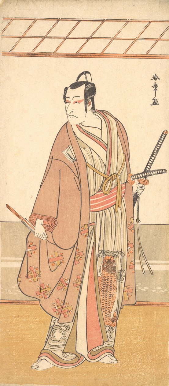 Skuespilleren Ichikawa Danjuro V som en samurai iklædt en lilla Haori-frakke, ca. 1778. af Shunsho