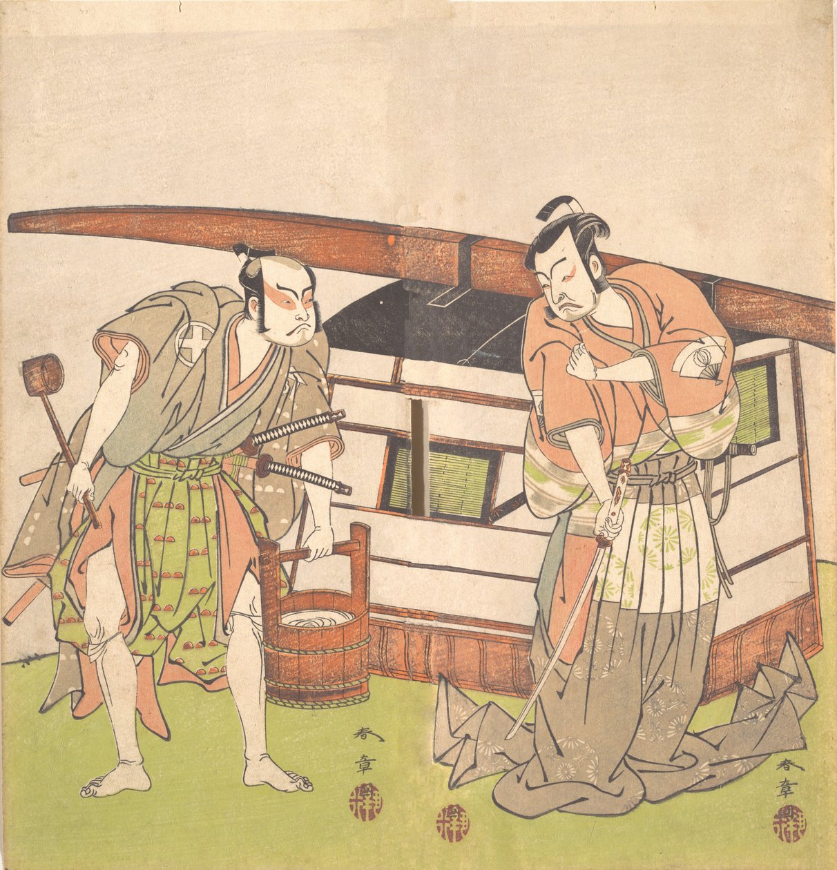 Skuespilleren Otani Hiroji III og skuespilleren Onoe Kikugoro I, ca. 1778. af Shunsho