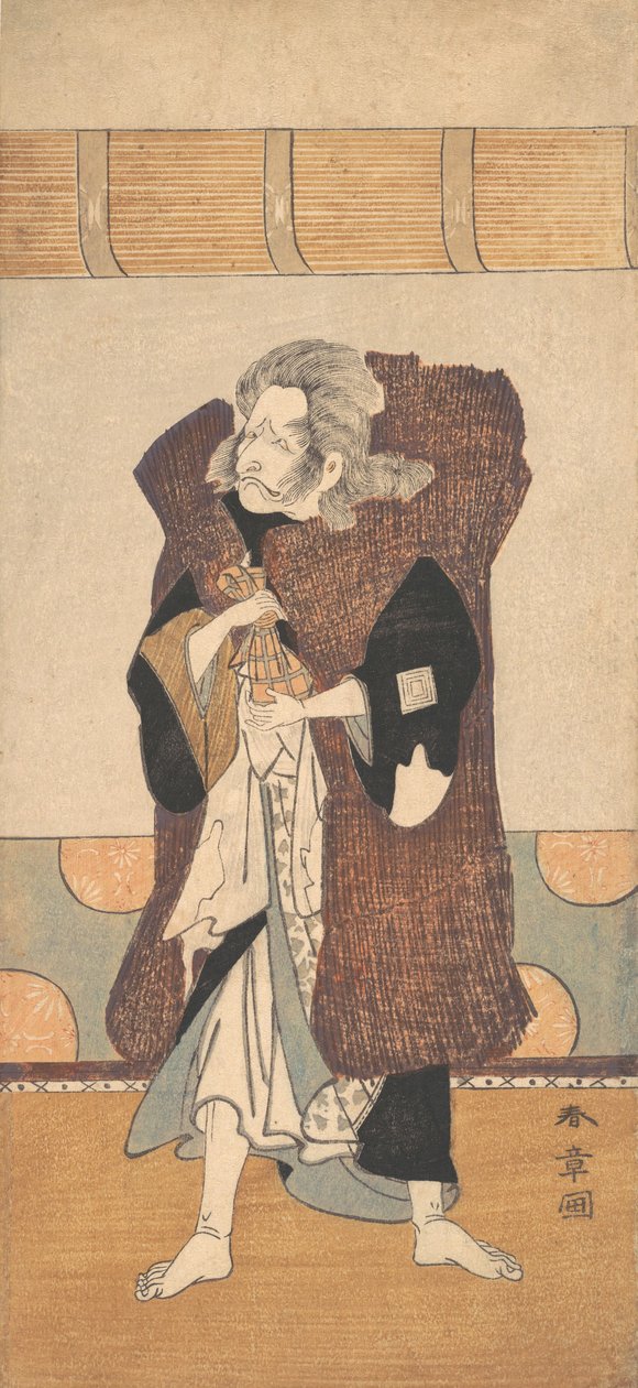 Den femte Ichikawa Danjuro som en gammel mand med langt gråt hår, ca. 1773. af Shunsho
