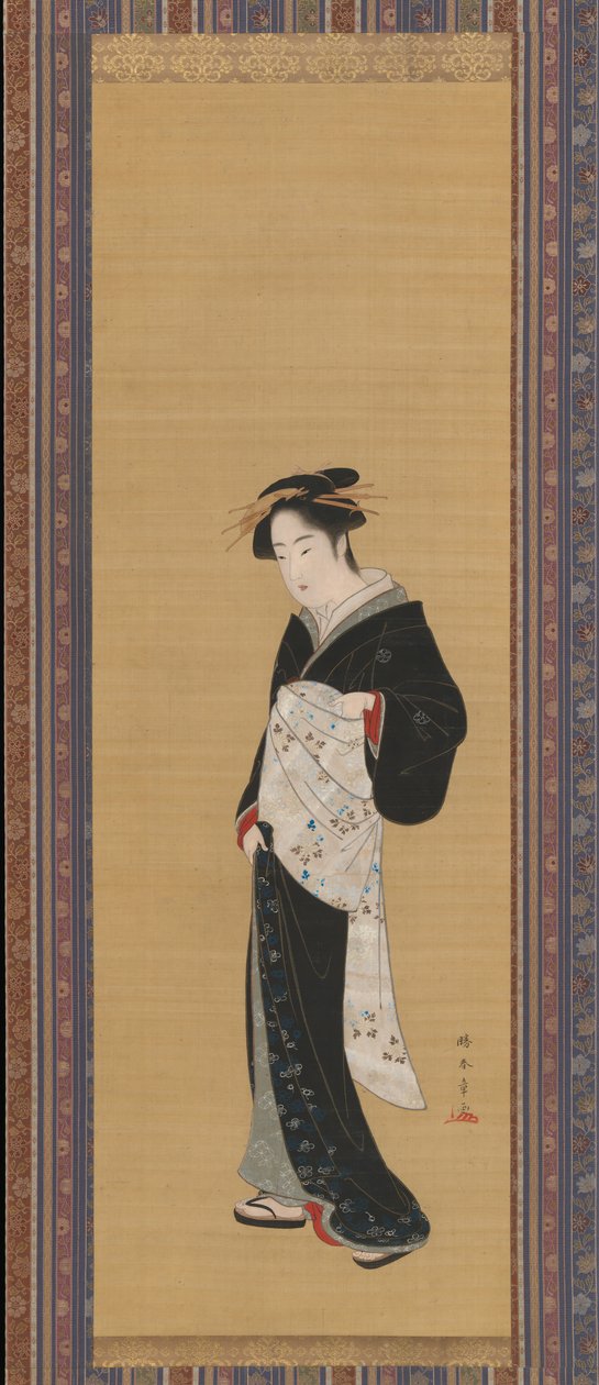 Kvinde i en sort kimono, 1783-89. af Shunsho