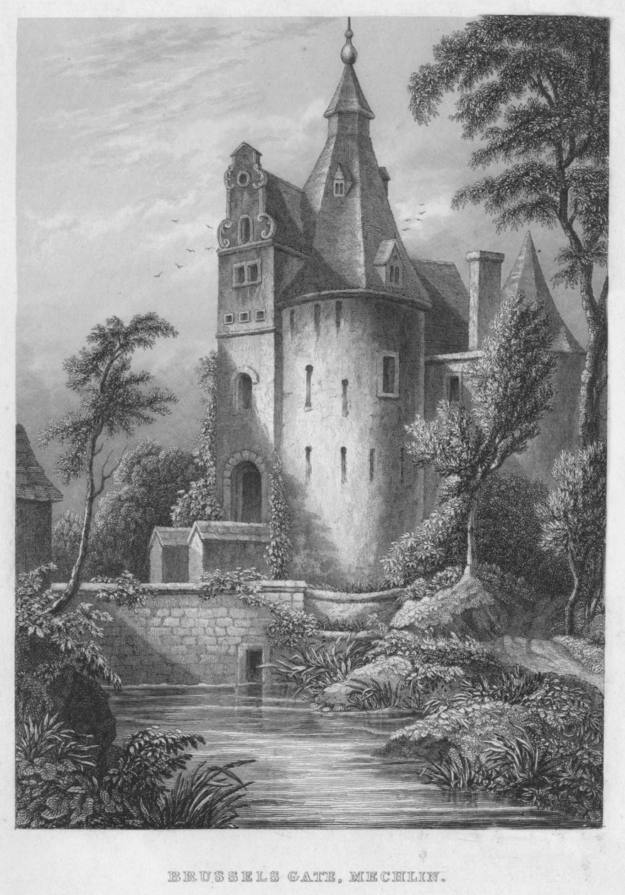 Bruxelles-porten, Mechlen, 1850 af Shury and Son