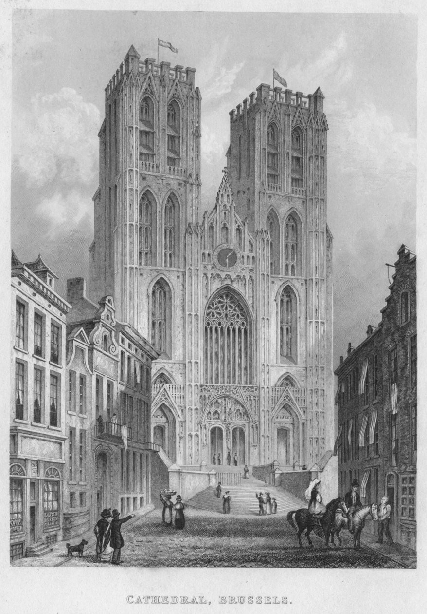 Katedralen, Bruxelles, 1850 af Shury and Son