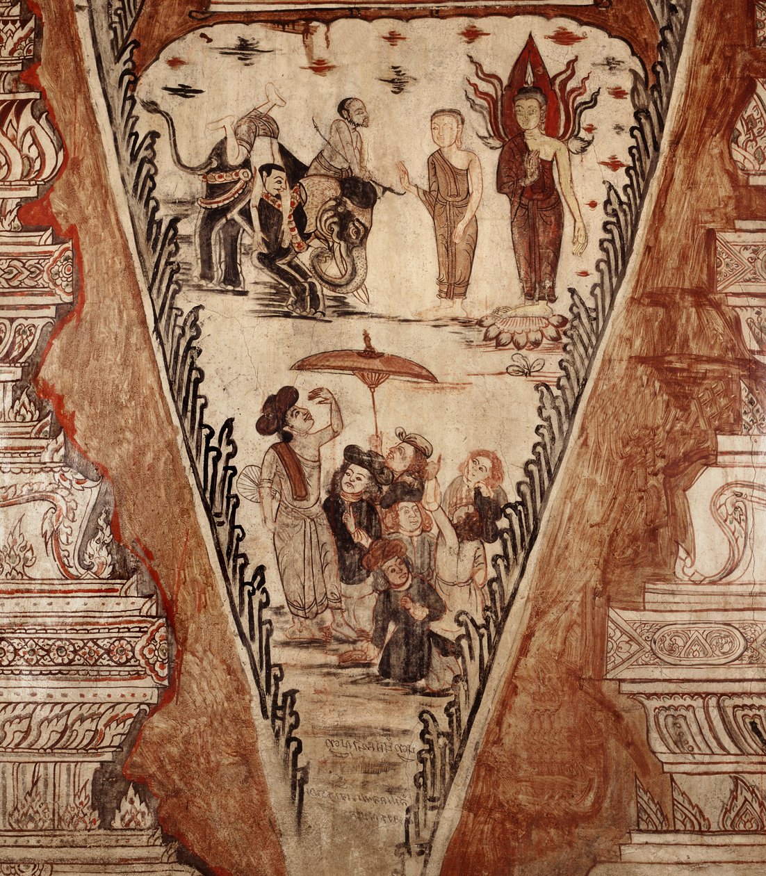 Detalje af et vægmaleri - Buddha forvirrer kætterne, 1734 af Siamese School