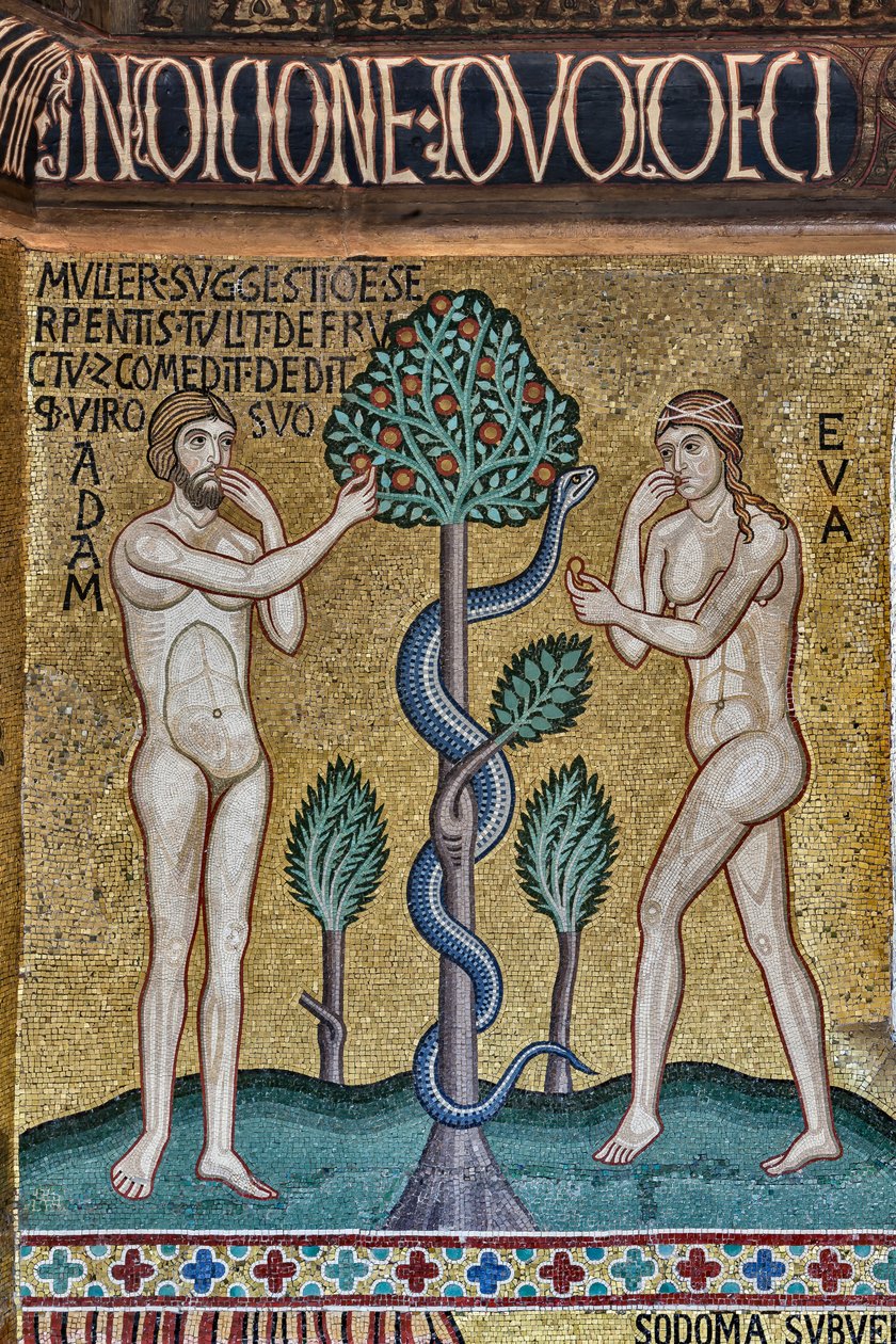 Palatinerkapellet (Basilikaen), cyklus af mosaikker i Det Gamle Testamente, Skabelsens cyklus: "The Original Sin", XII århundrede af Sicilian School