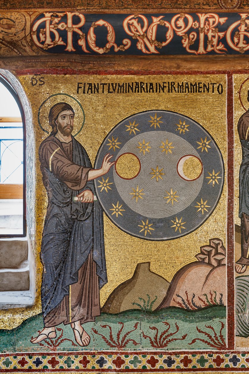 Palatinerkapellet (Basilikaen), cyklus af mosaikker i Det Gamle Testamente, Skabelsens cyklus: "Skabelsen af stjerner", XII århundrede af Sicilian School