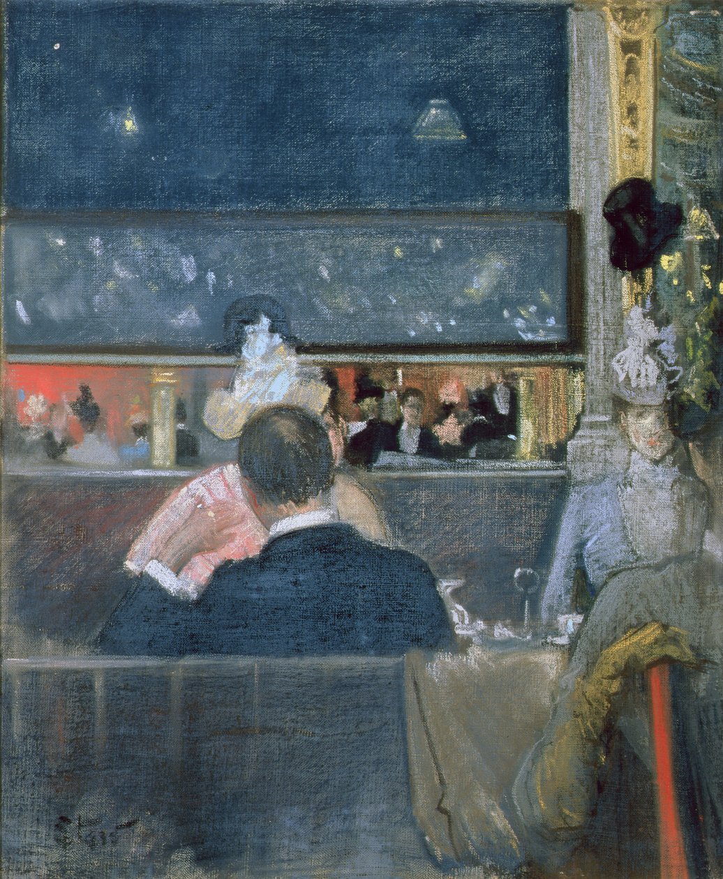 På Cafe Royal, 1888 (pastel på lærred) af Sidney Starr