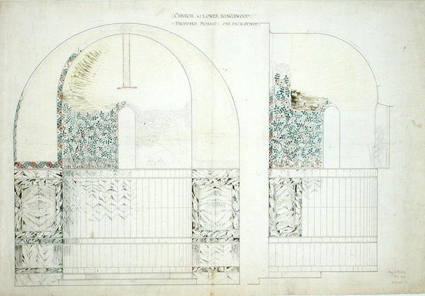 Design til mosaik til The Church of the Wisdom of God i Lower Kingswood af Sidney Barnsley