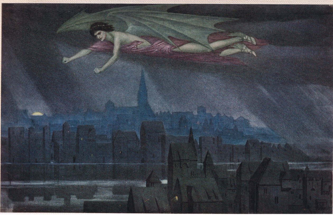Lucifer flyver over byen. 