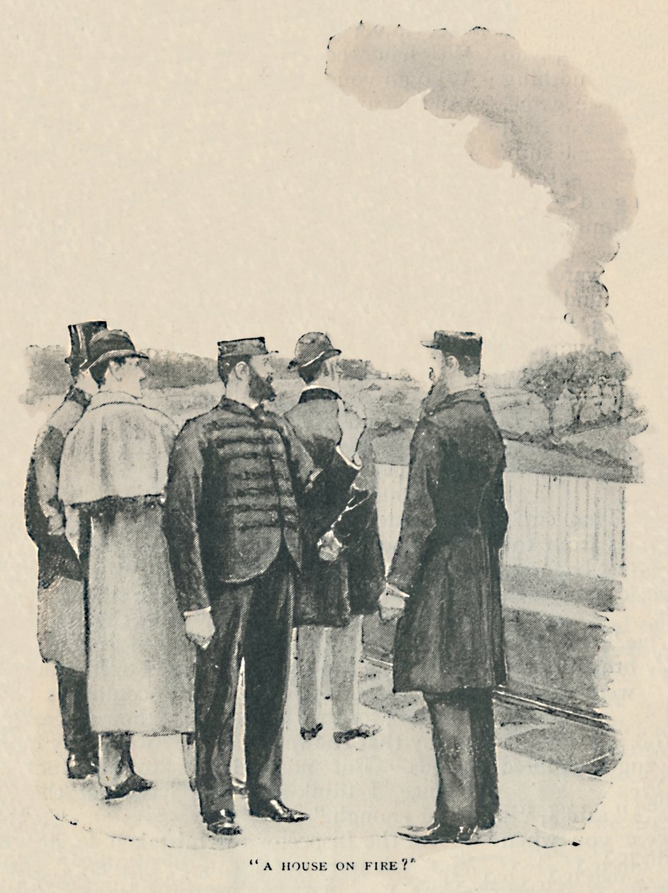 Et hus i brand, 1892 af Sidney Paget
