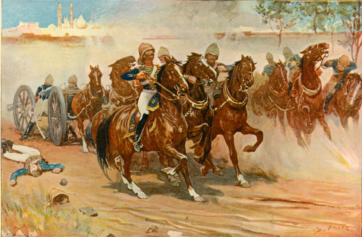 Løjtnant Roberts sparer sit batteri under murene i Delhi, 1901. af Sidney Paget