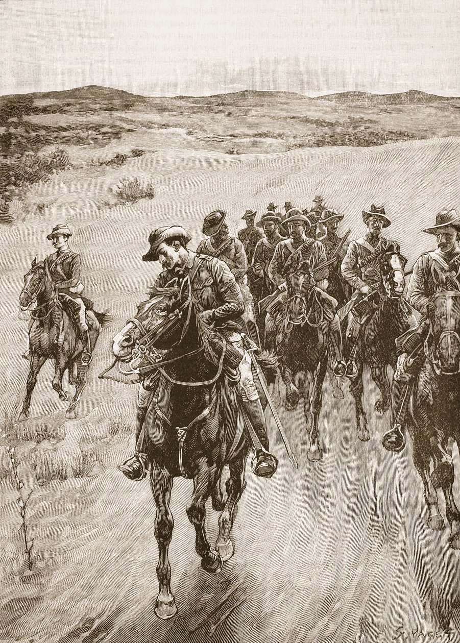 På sporet af Lobengula, 1893, illustration fra 