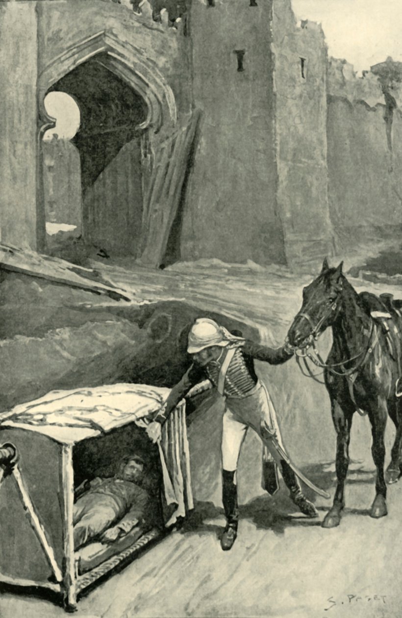 Roberts finder Nicholson dødeligt såret under Delhis mure, 1901. af Sidney Paget