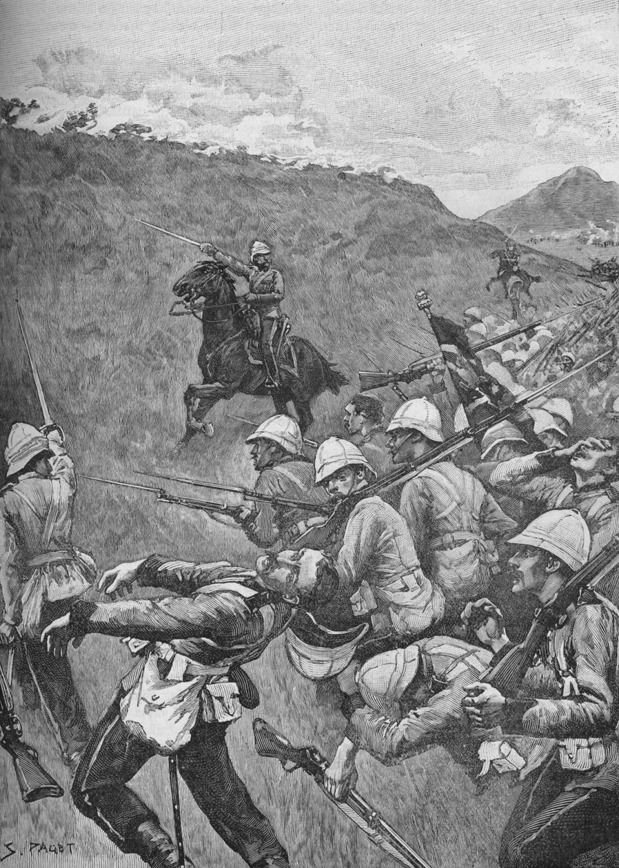 Mændene kæmpede videre gennem ildhaglen, 1902 af Sidney Paget