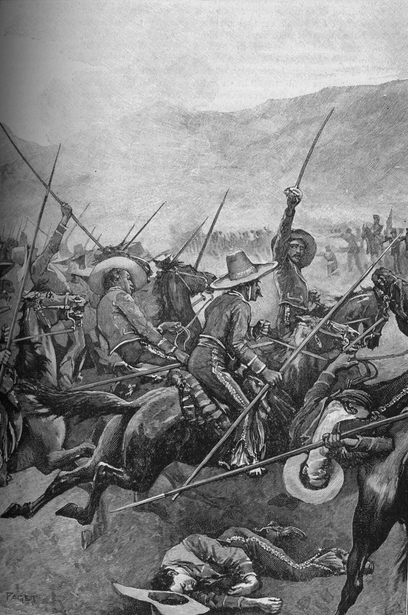 De mexicanske Lancers anklagede Illinois Soldiers, 1902 af Sidney Paget